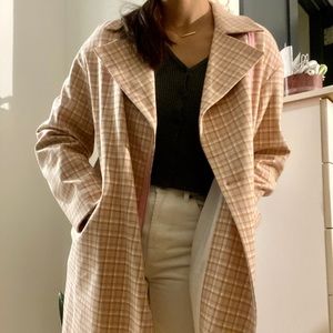 Topshop pink plaid trench coat